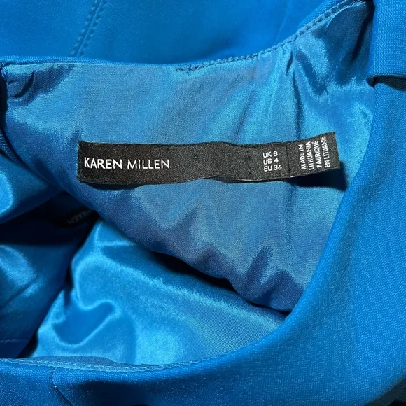 Karen Millen Blue Belted Pencil Dress - Picture 4 of 5